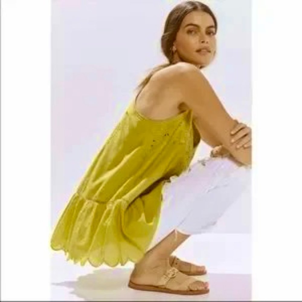 ANTHROPOLOGIE LET ME BE Boho Strappy Peplum Tank 6